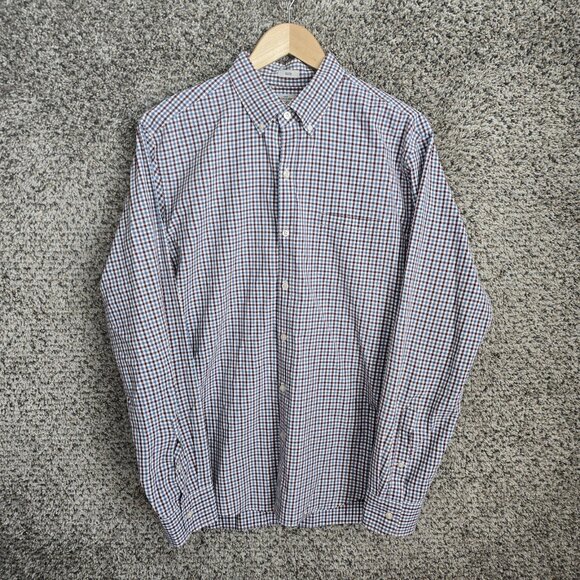 J‎ Crew Shirt Mens Large Blue Plaid Button Down Slim Fit 2 Ply Cotton Casual - Picture 1 of 7